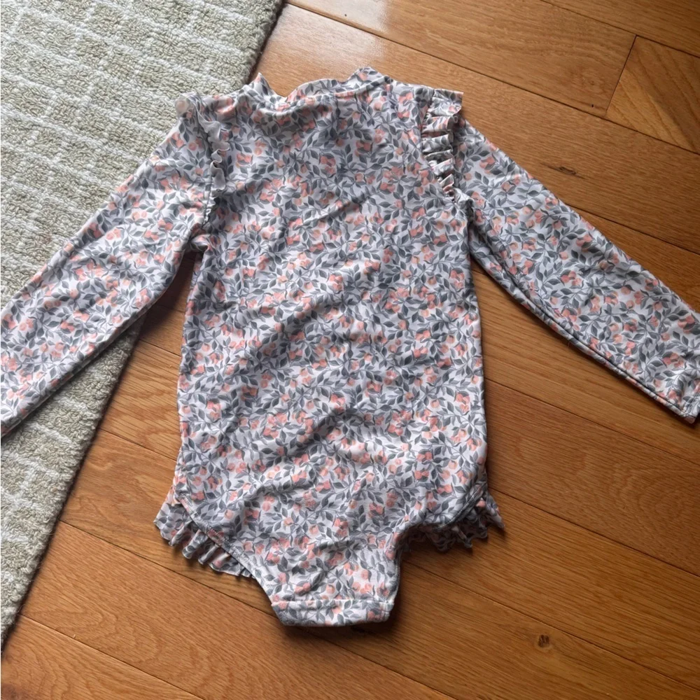 H&M Peach and Gray Floral Swimsuit